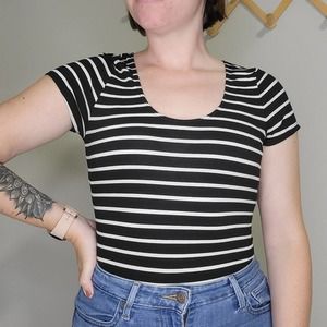 Little Black Bodysuit Brand Black and White Striped Size Medium